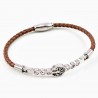 Bruin Leren Armband met Strass en Levensboom