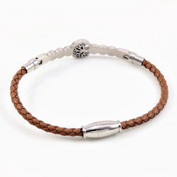 Bruin Leren Armband met Strass en Levensboom