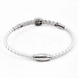 Zilverkleur Leren Armband met Strass en Levensboom