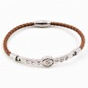 Bruin Leren Armband met Strass en Hand van Fatima