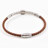 Bruin Leren Armband met Strass en Hand van Fatima