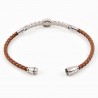 Bruin Leren Armband met Strass en Hand van Fatima
