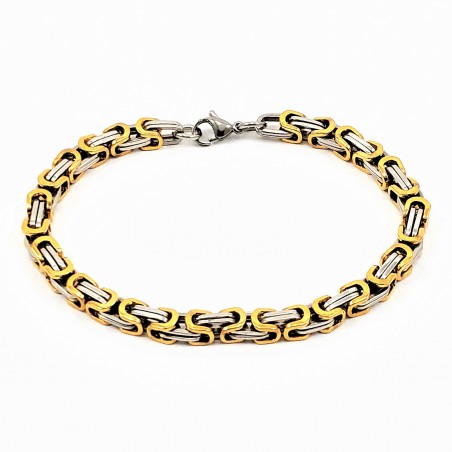 Vierkant Koningsarmband Heren Zilver/Goudkleurige Stalen Schakelarmband