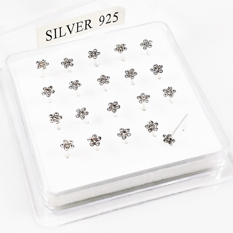 Strass-Bloem Neuspiercing 925 Sterling Zilver