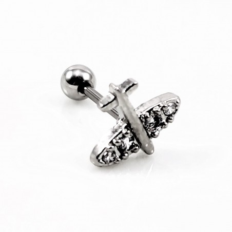 RVS Vliegtuig Oorbel - Tragus - Kraakbeen - Helixpiercing