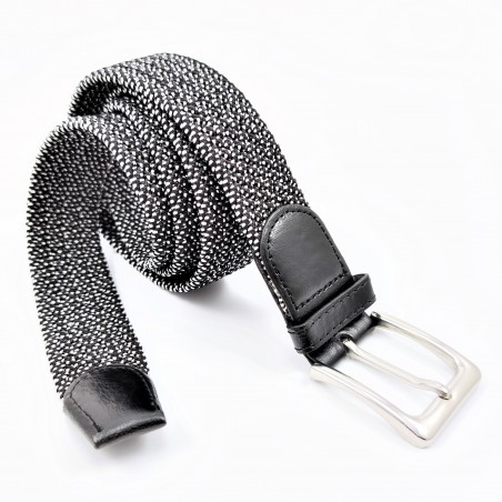 Gevlochten Canvas Stretch Riem Wit-Zwart Vlekken
