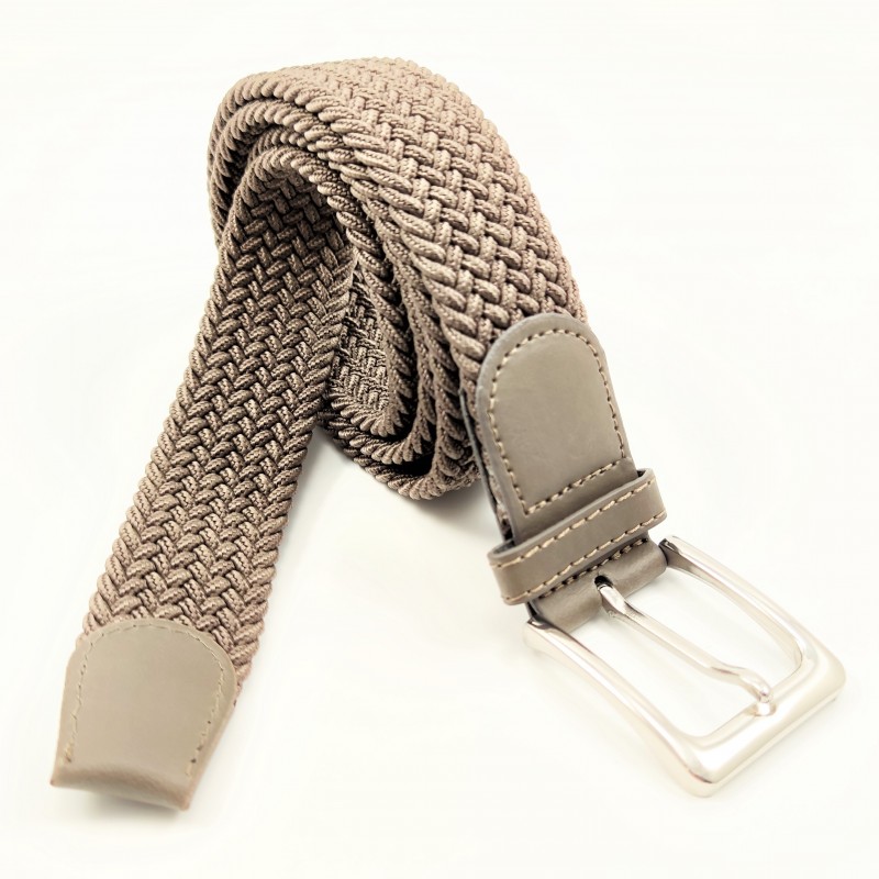 Gevlochten Canvas Stretch Riem Tan Kleur Gevlochten Canvas Stretch Riem Tan Kleur