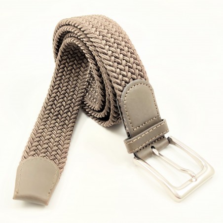 Gevlochten Canvas Stretch Riem Tan Kleur