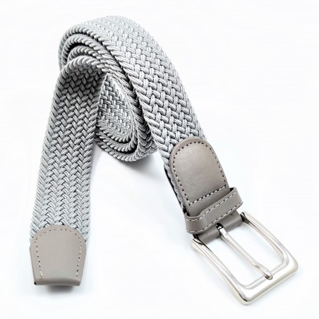 Gevlochten Canvas Stretch Riem Lichtgrijs