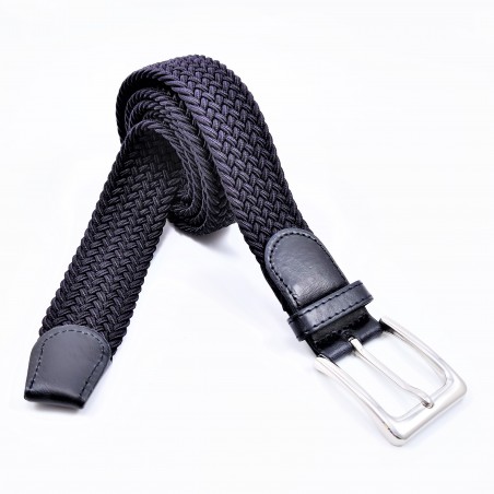 Gevlochten Canvas Stretch Riem Donkerblauw