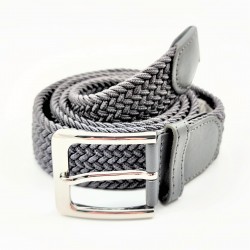Gevlochten Canvas Stretch Riem Donkergrijs