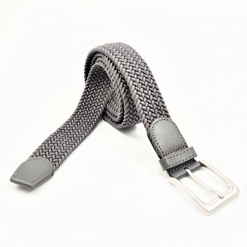 Gevlochten Canvas Stretch Riem Donkergrijs