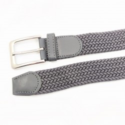 Gevlochten Canvas Stretch Riem Donkergrijs