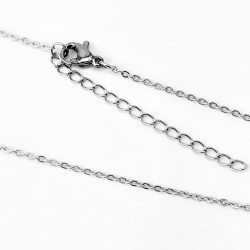 Zilverkleurige RVS Kleine Identificatieplaat + Ketting