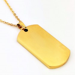Goudkleurige RVS Kleine Identificatieplaat + Ketting