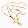 Vergulde Roestvrijstalen Klassieke Ketting + Kruis