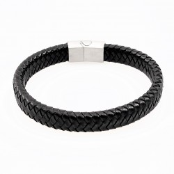 Zwart Gevlochten Leren Heren Armband