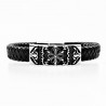 Zwart Heren Leren Armband met Plaatje