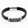 Zwart Heren Leren Armband met Plaatje