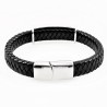 Zwart Heren Leren Armband met Plaatje