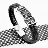Zwart Heren Leren Armband met Plaatje