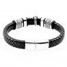 Zwart Gevlochten Leren Heren Armband Kruisdetail