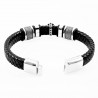 Zwart Gevlochten Leren Heren Armband Kruisdetail