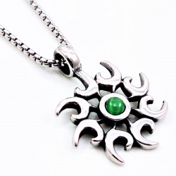 RVS Tribal Hanger Groene Kattenoog