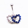RVS Dubbel-Harten Navelpiercing Wit-Blauw-Zirkonia