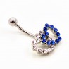 RVS Dubbel-Harten Navelpiercing Wit-Blauw-Zirkonia