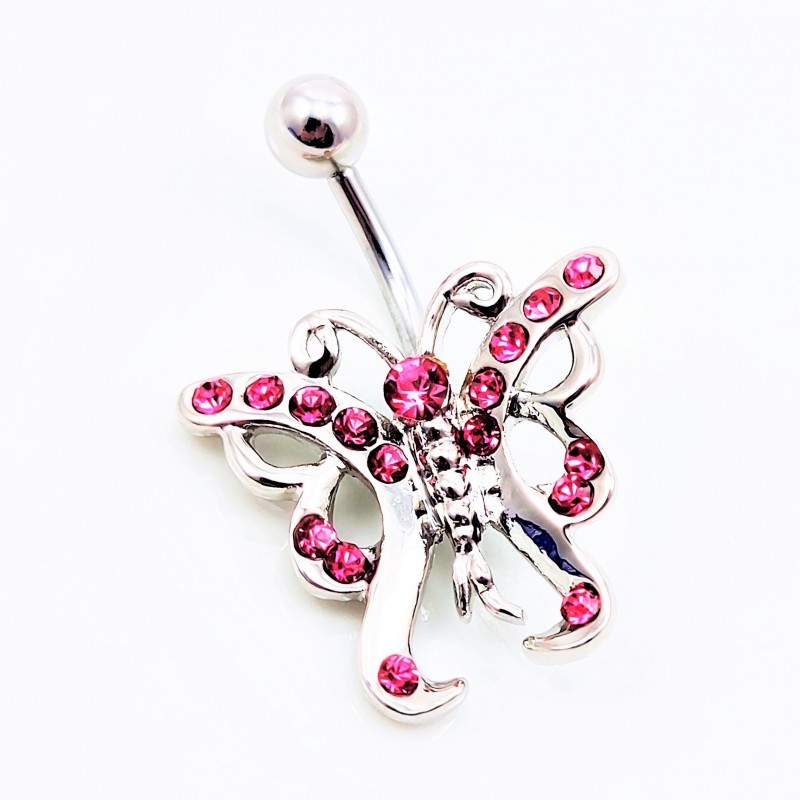 RVS Vlinder Navelpiercing met Roze-Zirkonia's RVS Vlinder Navelpiercing met Roze-Zirkonia's