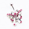 RVS Vlinder Navelpiercing met Roze-Zirkonia's