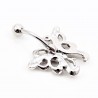 RVS Vlinder Navelpiercing met Roze-Zirkonia's