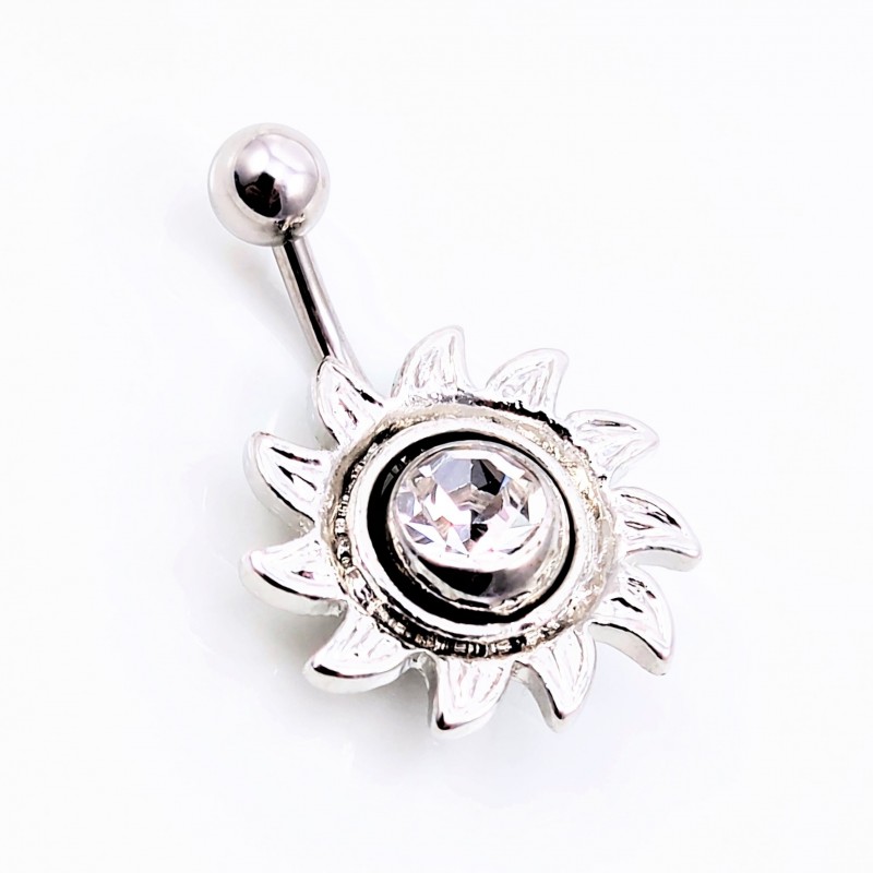 RVS Navelpiercing met Zon en Zirkonia RVS Navelpiercing met Zon en Zirkonia