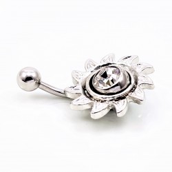 RVS Navelpiercing met Zon en Zirkonia