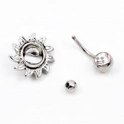 RVS Navelpiercing met Zon en Zirkonia