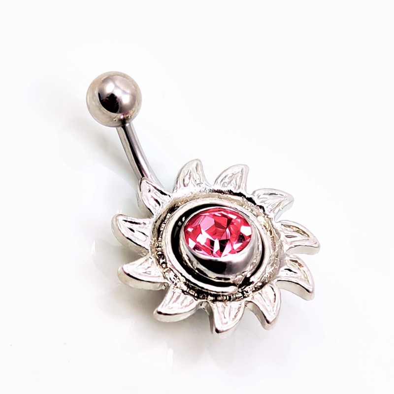 RVS Navelpiercing met Zon en Zirkonia RVS Navelpiercing met Zon en Zirkonia