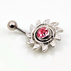 RVS Navelpiercing met Zon en Zirkonia