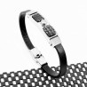 Zwarte Leren Armband met Zilverkleurige Staal Plaat