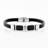 Zwarte Leren Armband met Zilverkleurige Staal Plaat