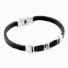 Zwarte Leren Armband met Zilverkleurige Staal Plaat