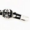 Zwarte Heren Leren Armband met RVS Schedels