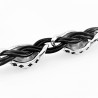 Zwarte Heren Leren Armband met RVS Schedels
