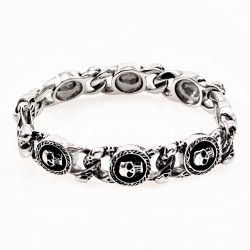 Roestvrijstalen Heren Armband met Schedels