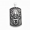 60cm x 3mm Jasseron Ketting + Heraldische Plaat Hanger met Leliebloem - RVS - Heren