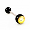 Vrolijke Smiley Tongpiercing RVS - Zwart Acryl