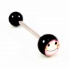 Tevreden Smiley Tongpiercing RVS - Zwart Acryl