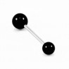 Tevreden Smiley Tongpiercing RVS - Zwart Acryl