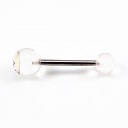 RVS Boze Emoticon Tongpiercing Transparant Acryl