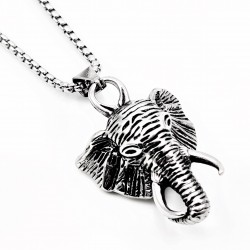60cm x 3mm Jasseron Ketting + Olifantenkop Hanger Dames - Heren - Roestvrij Stalen